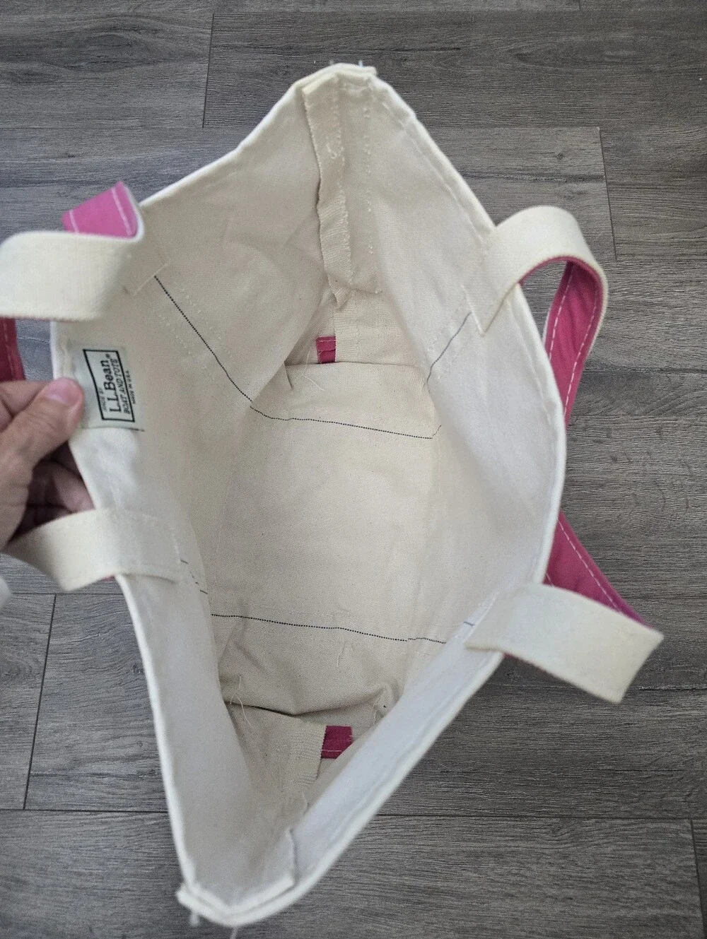 L.L.Bean Boat and Tote bag in a medium size pink trim Fisherman Nautical Boat - Picture 3 of 10